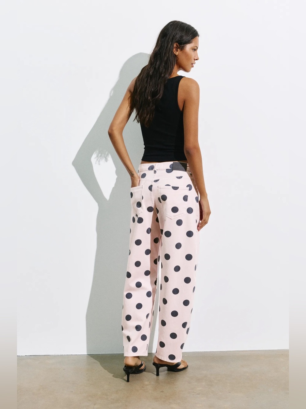 Pull&Bear Polka Dot Barrel Jeans - Pink